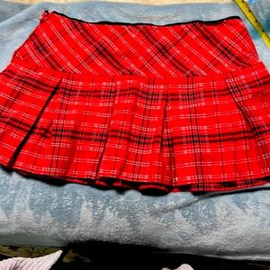 Plaid box pleat mini skirt